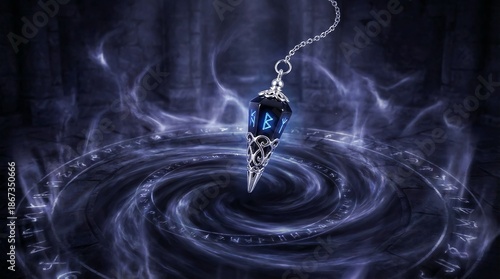 Spiritual Pendulum Divination for Dowsing and Energy Healing on Mystical Background