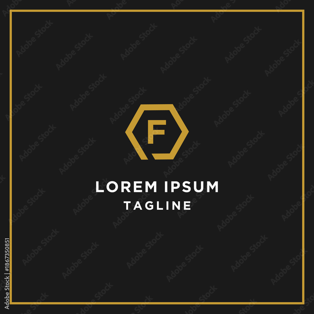 Fototapeta premium pf or fp hexagon logo