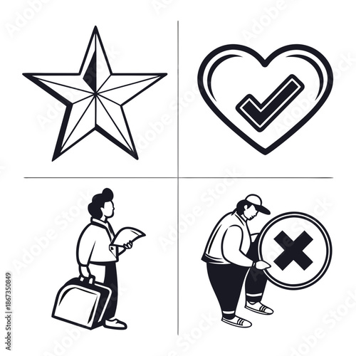 Icons representing ratings and reviews