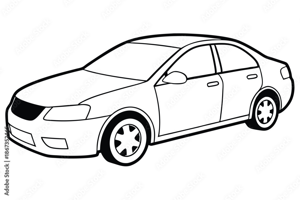 Obraz premium Classic Family SUV Vehicle Silhouette, Black and White Graphic Design Element for Auto Insurance and Transport