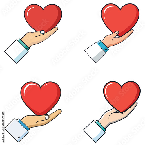 Doctor hand holding heart, flat design