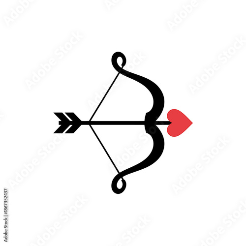 Bow and Arrow with Heart Tip Symbol for Love and Affection