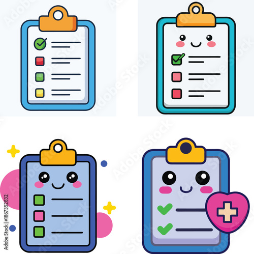 Health checklist icon, colorful flat style