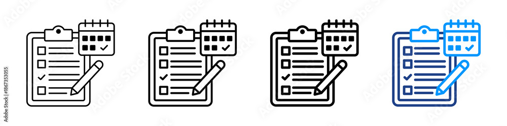 Fototapeta premium Appointment List Icon Different Style Outline Collection Set.