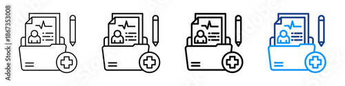 Medical File Icon Different Style Outline Collection Set.