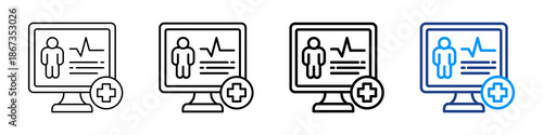 Patient Record Icon Different Style Outline Collection Set.