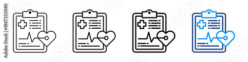 Health Report Icon Different Style Outline Collection Set.