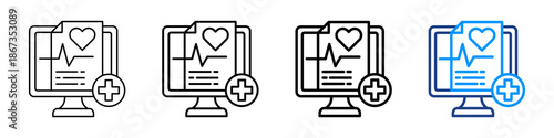 Electronic Record Icon Different Style Outline Collection Set.