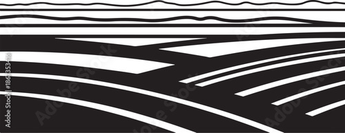 Abstract black and white road landscape illustration