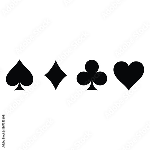 Four playing card suits are arranged in a simple horizontal line