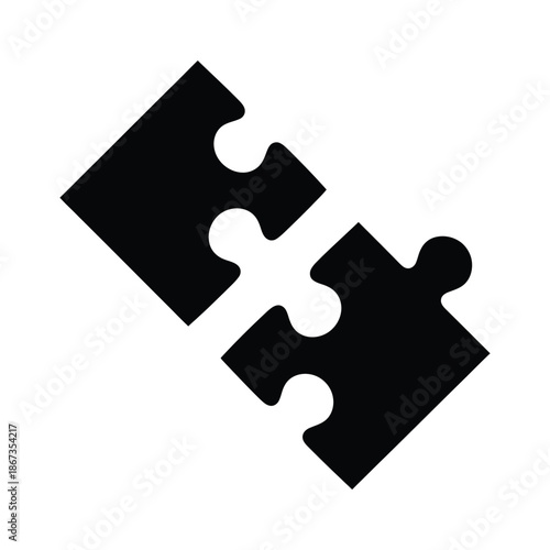 Two interlocking black puzzle pieces a simple symbol of connection