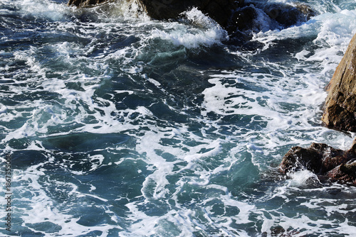 Wallpaper Mural Beach by the sea with foam and spray from the waves Torontodigital.ca