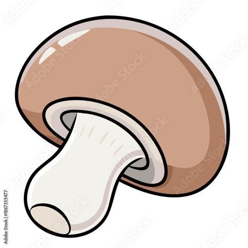 Brown Mushroom with White Stem Vector Illustration