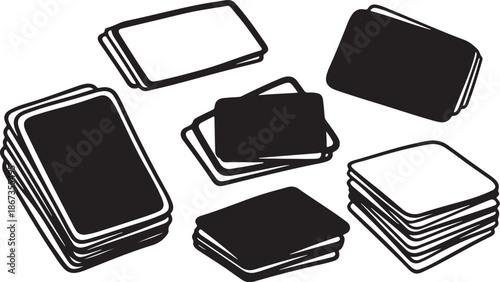 Stacks of blank index cards and flashcards illustration