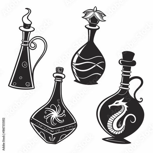 Collection of vintage potion bottles
