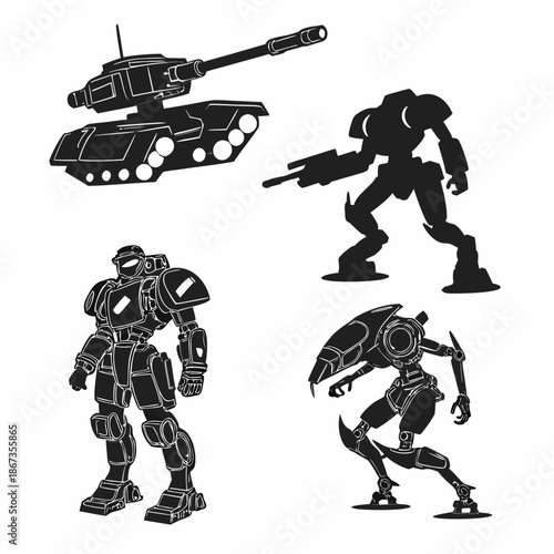 Futuristic military silhouettes