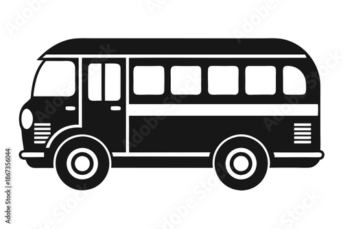 Vintage Retro Style Passenger Bus Silhouette for Nostalgic Travel Illustration