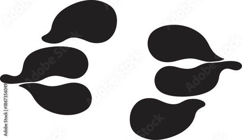 Black Silhouette of Birds in Flight Formation Isolated