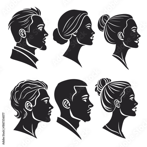 Silhouettes of diverse faces