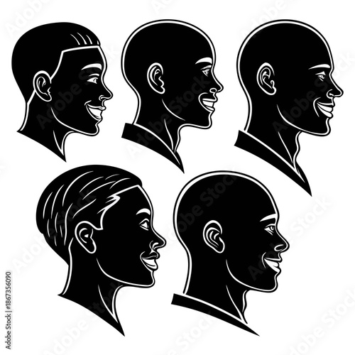 Silhouettes of smiling faces