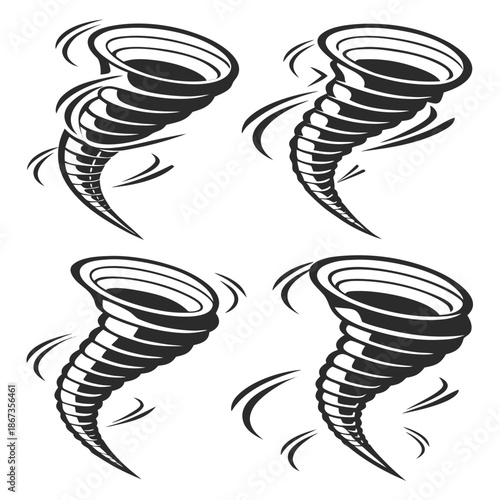 Four tornado illustrations