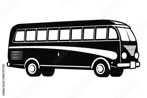 Suburban Commuter Service Bus Silhouette for Residential Area Transit Design