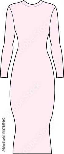 dress body con maxi midi cad flat lay garment design clothing technical drawing cads fashion design dresses apparel outline v neck drape trending vector designer  women illustration  mock up trend