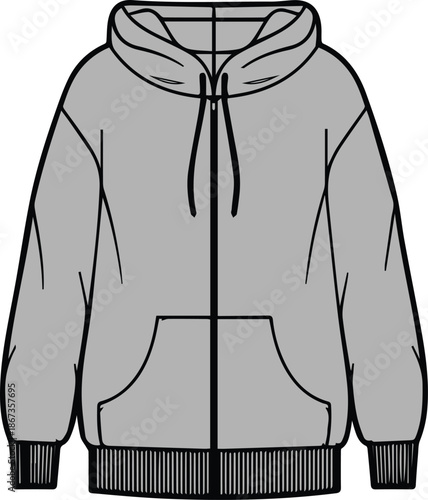 hoody sweater hoody jumper casual cad Garment Flat clothing technical drawing cads fashion design apparel outline  trending vector designer  women illustration croquettes mock up girl lounge wear