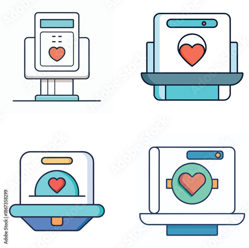 Medical scan symbol with heart, minimal icon