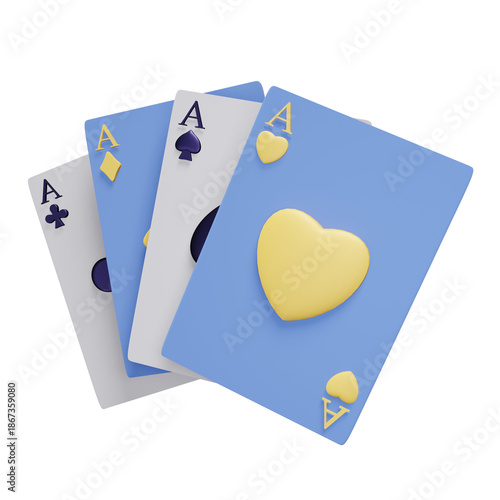 Unique 3D icon Card Game. High res render