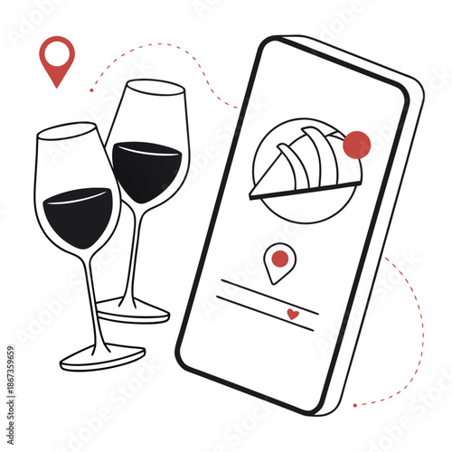 glass of wine with bottle and glasses celebration vector