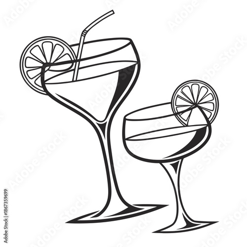 A refreshing cocktail in a glass with lemon, lime, and ice for a summer drink celebration