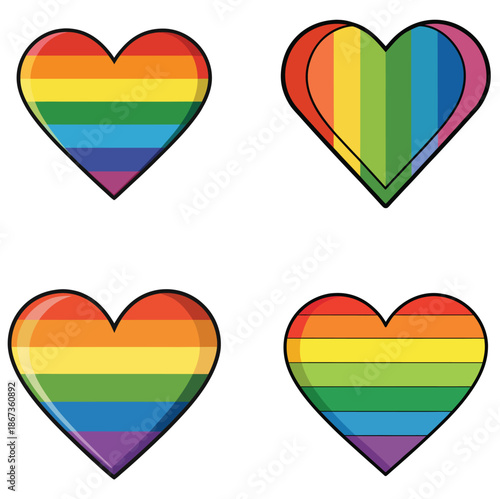  Rainbow heart icon, simple flat style.