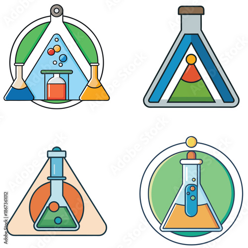  Research lab symbol, minimal colorful style