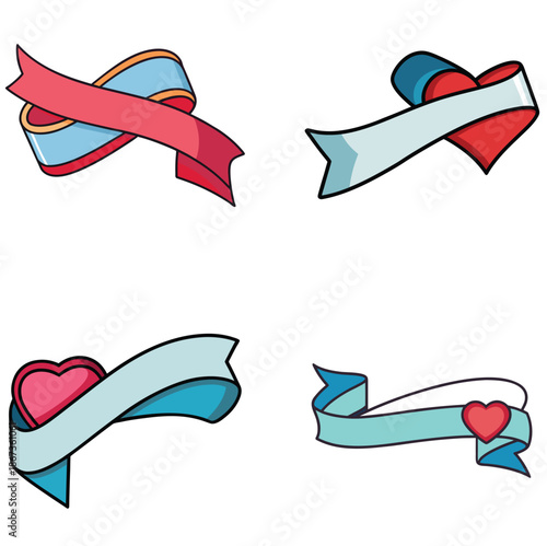 Ribbon combined with heart shape, clean design