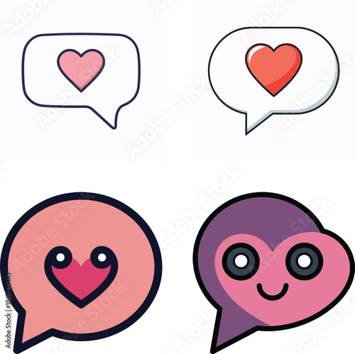  Speech bubble with heart, flat design