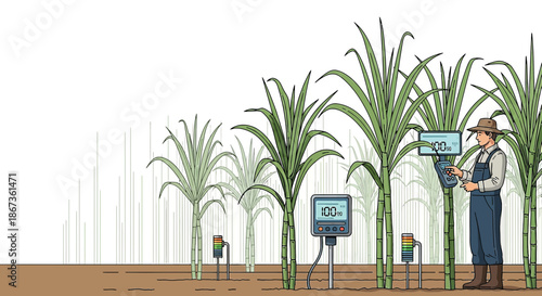 Precision agriculture monitoring sugarcane crop health with advanced sensor technology system