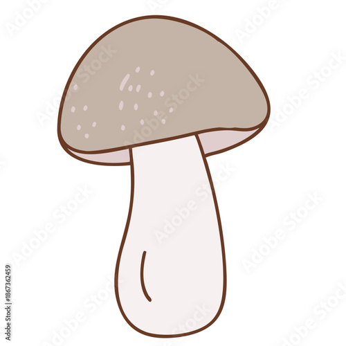 Brown Mushroom Simple Line Art Drawing Vector Illustration