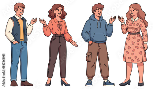 Young diverse adults engaging in casual conversation: caucasian group interaction