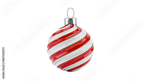 Red and White Swirl Christmas Ornament