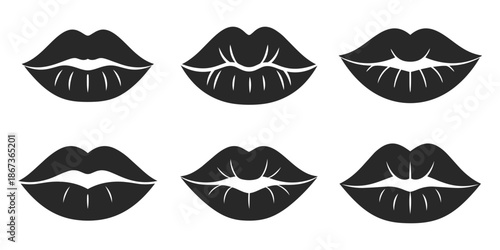 Lips flat icon set