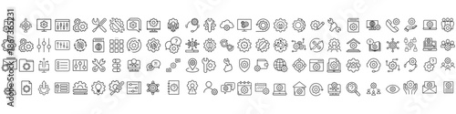 Settings icon set. Setup Illustration sign collection. Support symbol. Fix or repair logo.