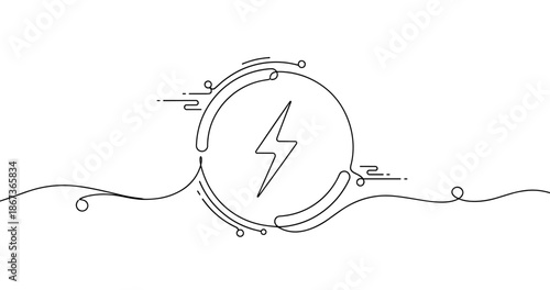 Simple energy icon design with lightning bolt and circular lines, no editable stroke