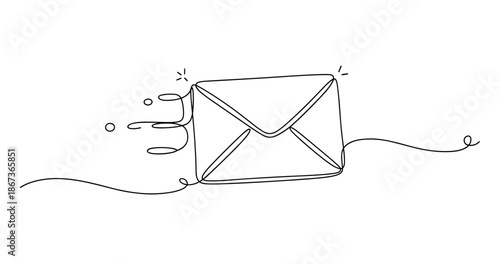Minimalist line art of envelope with motion lines indicating speed, no editable stroke