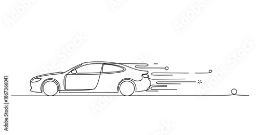 Sleek sedan line drawing showcasing speed and motion, no editable stroke