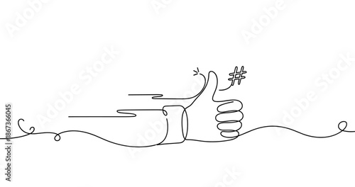 Minimalist continuous line drawing of hand giving thumbs up gesture, no editable stroke