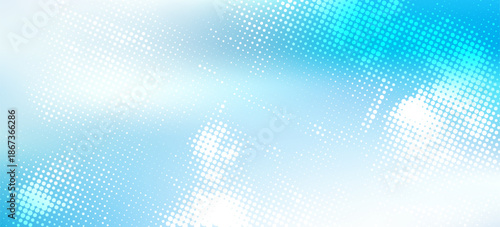 Colorful abstract background with white and blue color, halftone effect, dot pattern. Vector illustration.