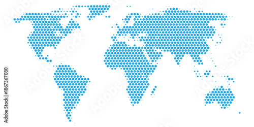 blue dot world map on white background