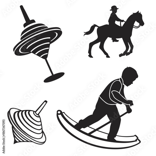 Silhouettes of classic toys