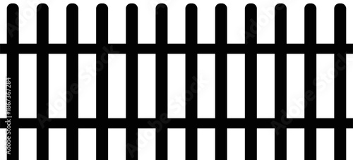 Wooden Fence Icon. Classic Garden Fencing Symbol. Simple Wooden Fence cassic picket fence that embodies simplicity and security with its clean lines and rustic charm.collection of Garden fence wooden.